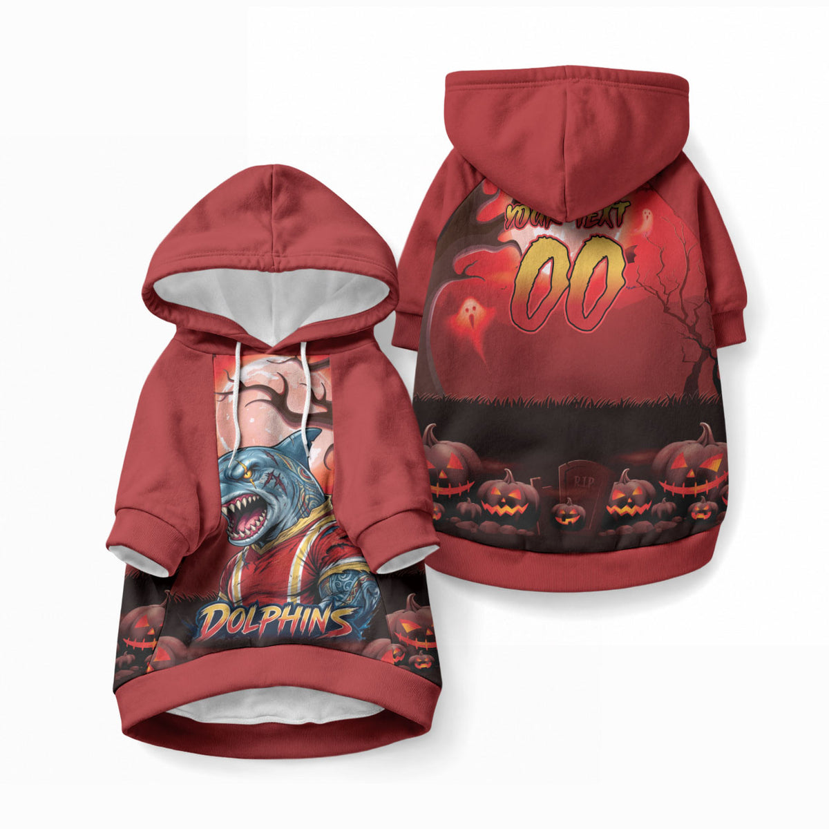 Custom Halloween Redcliffe Dolphins Pet Hoodie Spooky Australia Mascot Rugby