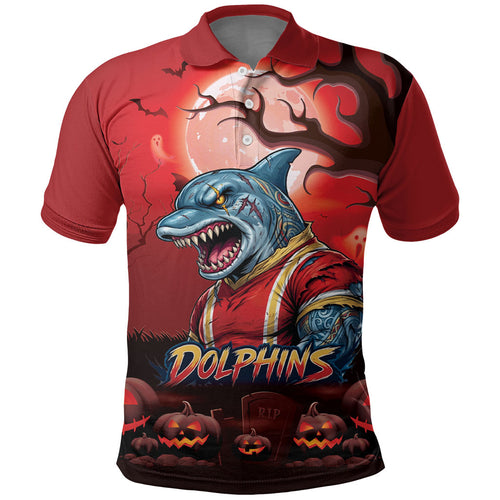 Custom Halloween Redcliffe Dolphins Polo Shirt Spooky Australia Mascot Rugby