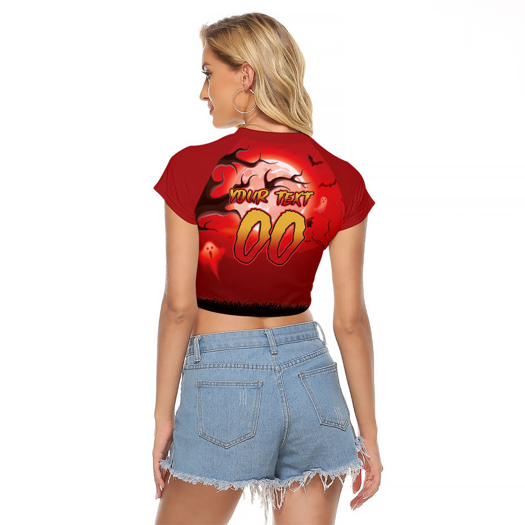 Custom Halloween Redcliffe Dolphins Raglan Cropped T Shirt Spooky Australia Mascot Rugby