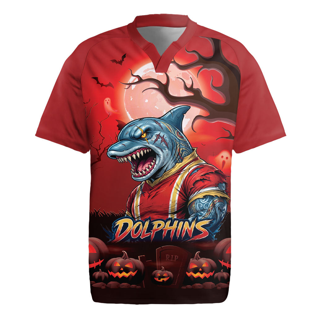 Custom Halloween Redcliffe Dolphins Rugby Jersey Spooky Australia Mascot Rugby