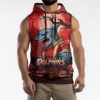 Custom Halloween Redcliffe Dolphins Sleeveless Hoodie Spooky Australia Mascot Rugby