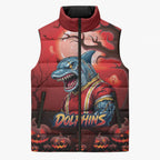 Custom Halloween Redcliffe Dolphins Sleeveless Puffer Jacket Spooky Australia Mascot Rugby