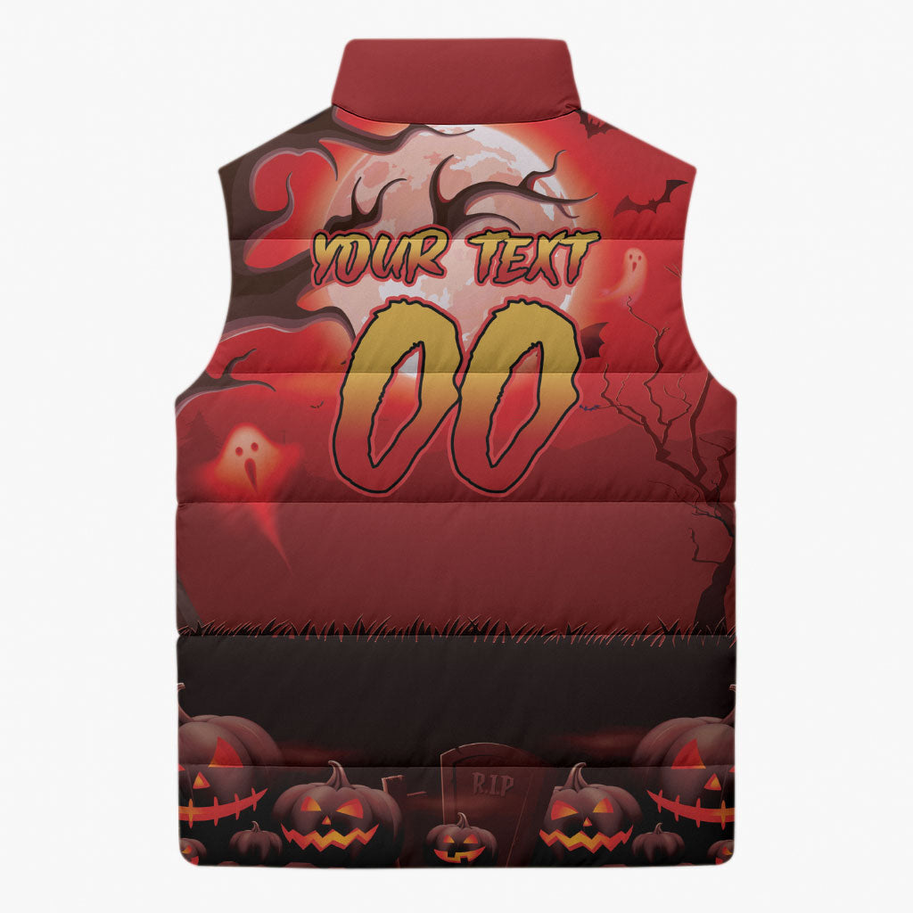 Custom Halloween Redcliffe Dolphins Sleeveless Puffer Jacket Spooky Australia Mascot Rugby