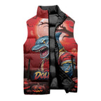 Custom Halloween Redcliffe Dolphins Sleeveless Puffer Jacket Spooky Australia Mascot Rugby