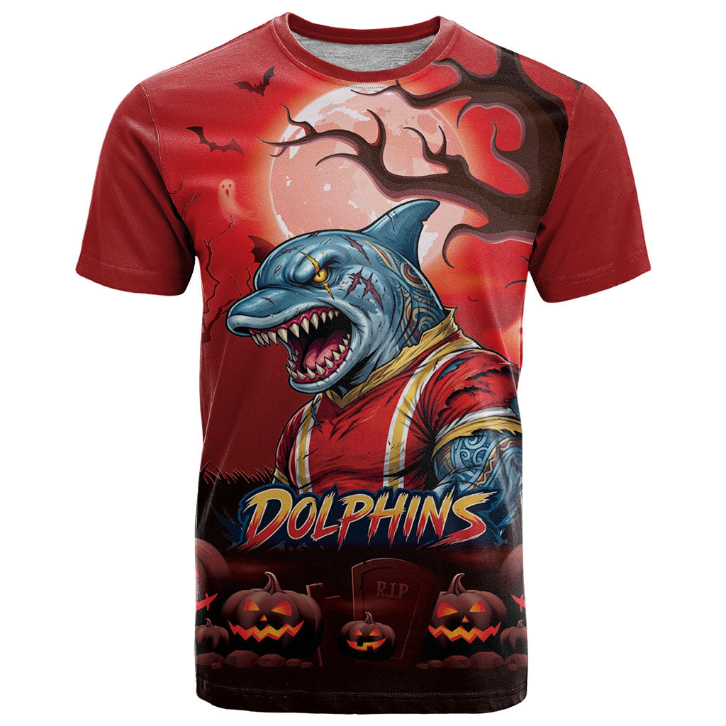 Custom Halloween Redcliffe Dolphins T Shirt Spooky Australia Mascot Rugby