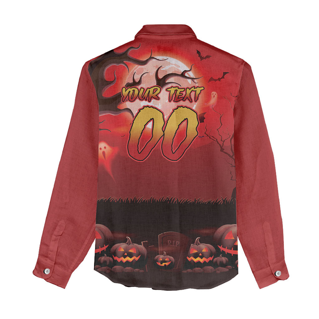 Custom Halloween Redcliffe Dolphins Women Casual Shirt Spooky Australia Mascot Rugby