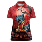 Custom Halloween Redcliffe Dolphins Women Polo Shirt Spooky Australia Mascot Rugby
