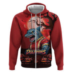 Custom Halloween Redcliffe Dolphins Zip Hoodie Spooky Australia Mascot Rugby