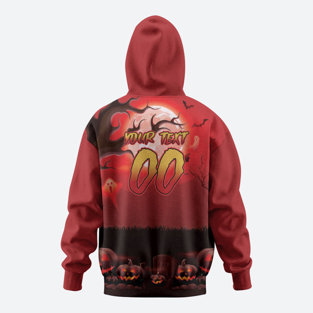 Custom Halloween Redcliffe Dolphins Zip Hoodie Spooky Australia Mascot Rugby
