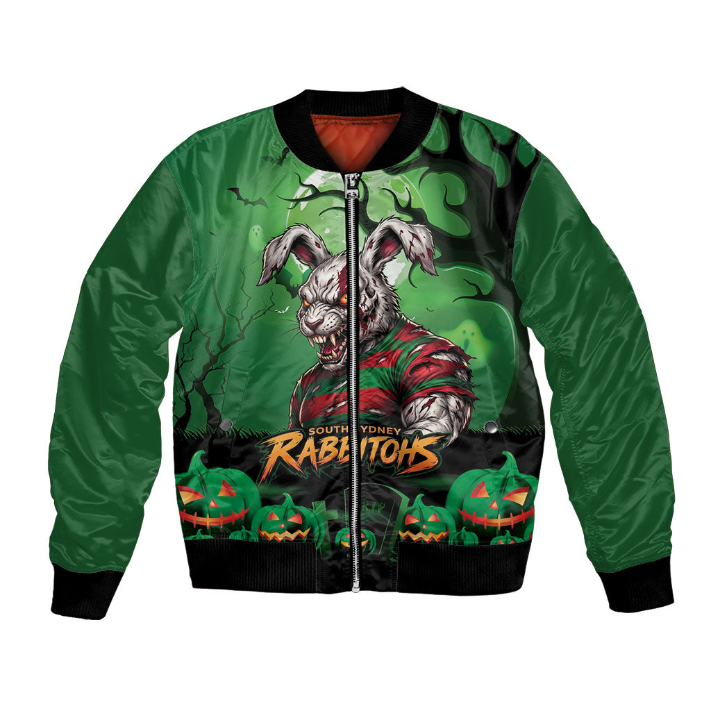 Custom Halloween South Sydney Rabbitohs Bomber Jacket Spooky Australia Mascot Rugby