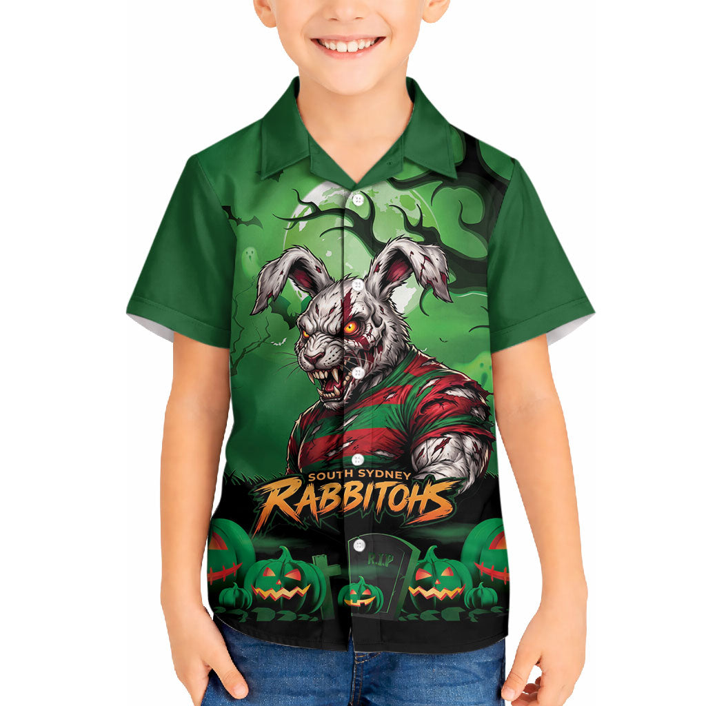 Custom Halloween South Sydney Rabbitohs Hawaiian Shirt Spooky Australia Mascot Rugby
