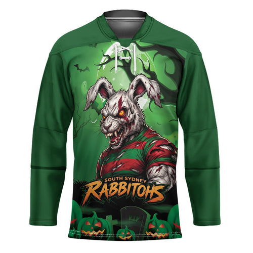 Custom Halloween South Sydney Rabbitohs Hockey Jersey Spooky Australia Mascot Rugby