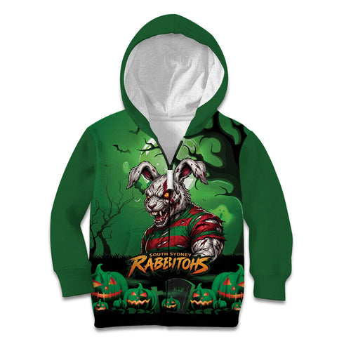 Custom Halloween South Sydney Rabbitohs Kid Hoodie Spooky Australia Mascot Rugby