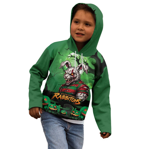 Custom Halloween South Sydney Rabbitohs Kid Hoodie Spooky Australia Mascot Rugby