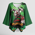 Custom Halloween South Sydney Rabbitohs Kimono Sleeve Blouse Spooky Australia Mascot Rugby