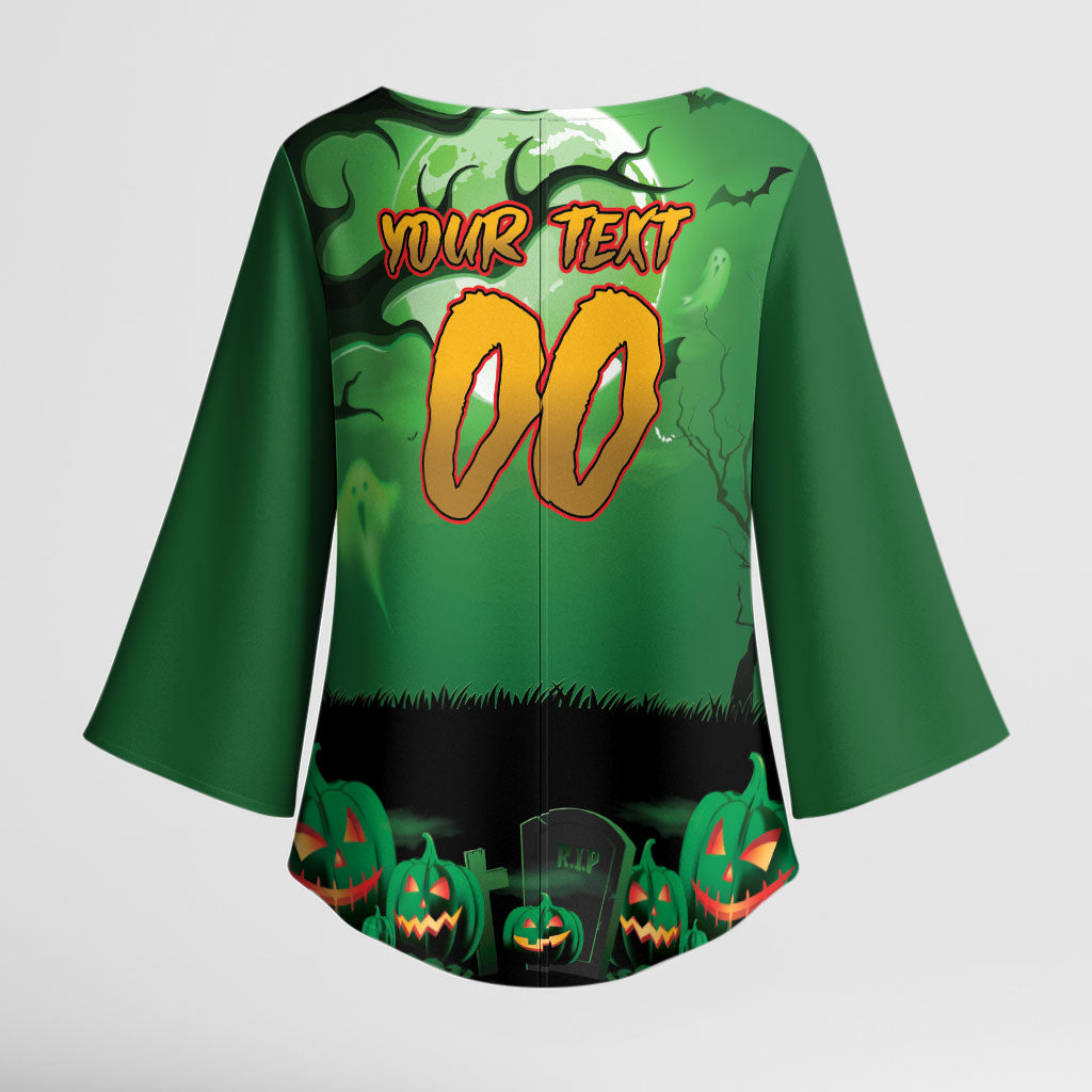 Custom Halloween South Sydney Rabbitohs Kimono Sleeve Blouse Spooky Australia Mascot Rugby