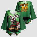 Custom Halloween South Sydney Rabbitohs Kimono Sleeve Blouse Spooky Australia Mascot Rugby