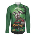 Custom Halloween South Sydney Rabbitohs Long Sleeve Button Shirt Spooky Australia Mascot Rugby
