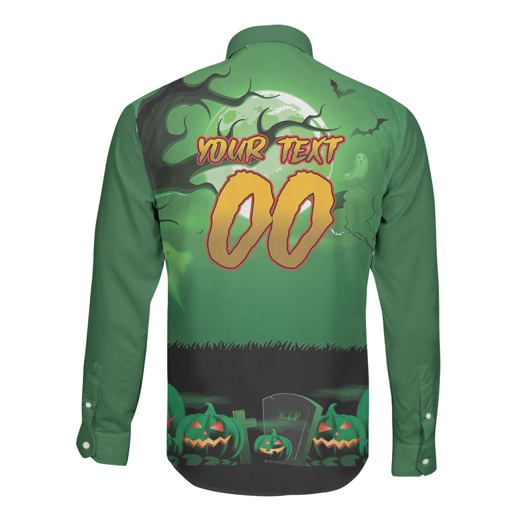 Custom Halloween South Sydney Rabbitohs Long Sleeve Button Shirt Spooky Australia Mascot Rugby