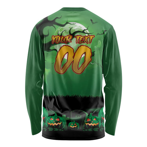 Custom Halloween South Sydney Rabbitohs Long Sleeve Shirt Spooky Australia Mascot Rugby