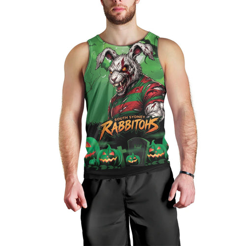 Custom Halloween South Sydney Rabbitohs Men Tank Top Spooky Australia Mascot Rugby