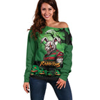 Custom Halloween South Sydney Rabbitohs Off Shoulder Sweater Spooky Australia Mascot Rugby