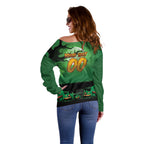 Custom Halloween South Sydney Rabbitohs Off Shoulder Sweater Spooky Australia Mascot Rugby