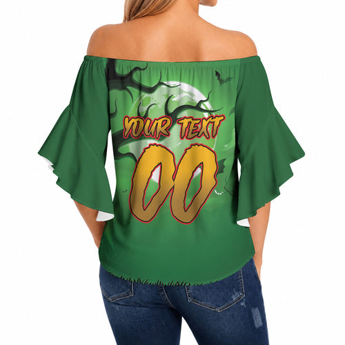 Custom Halloween South Sydney Rabbitohs Off Shoulder Wrap Waist Top Spooky Australia Mascot Rugby