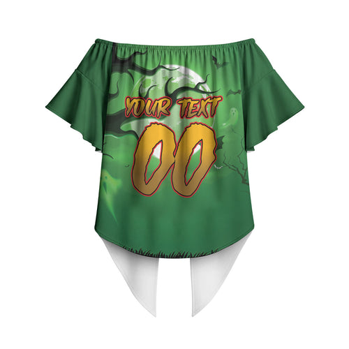 Custom Halloween South Sydney Rabbitohs Off Shoulder Wrap Waist Top Spooky Australia Mascot Rugby