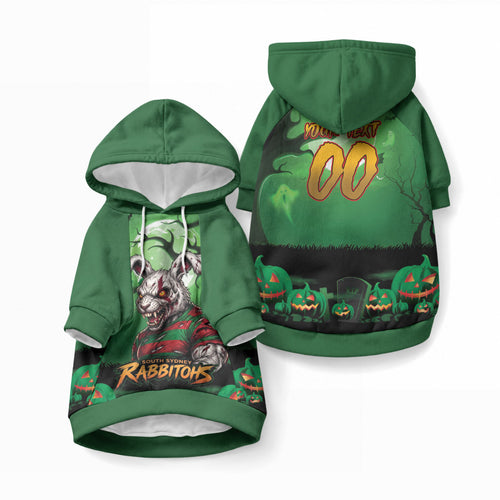 Custom Halloween South Sydney Rabbitohs Pet Hoodie Spooky Australia Mascot Rugby