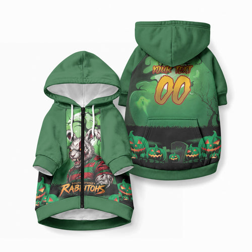 Custom Halloween South Sydney Rabbitohs Pet Hoodie Spooky Australia Mascot Rugby