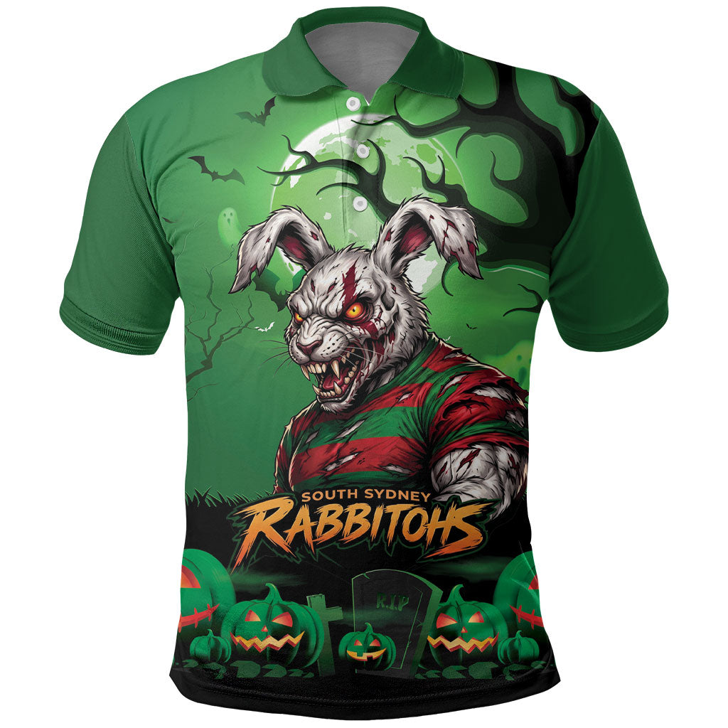 Custom Halloween South Sydney Rabbitohs Polo Shirt Spooky Australia Mascot Rugby