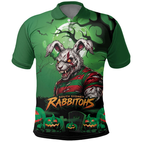 Custom Halloween South Sydney Rabbitohs Polo Shirt Spooky Australia Mascot Rugby