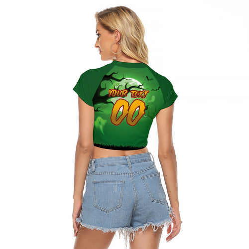 Custom Halloween South Sydney Rabbitohs Raglan Cropped T Shirt Spooky Australia Mascot Rugby