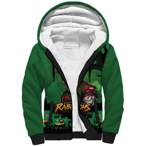 Custom Halloween South Sydney Rabbitohs Sherpa Hoodie Spooky Australia Mascot Rugby