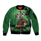 Custom Halloween South Sydney Rabbitohs Sleeve Zip Bomber Jacket Spooky Australia Mascot Rugby