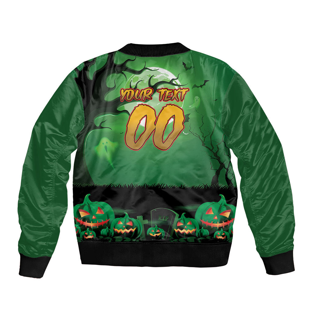 Custom Halloween South Sydney Rabbitohs Sleeve Zip Bomber Jacket Spooky Australia Mascot Rugby