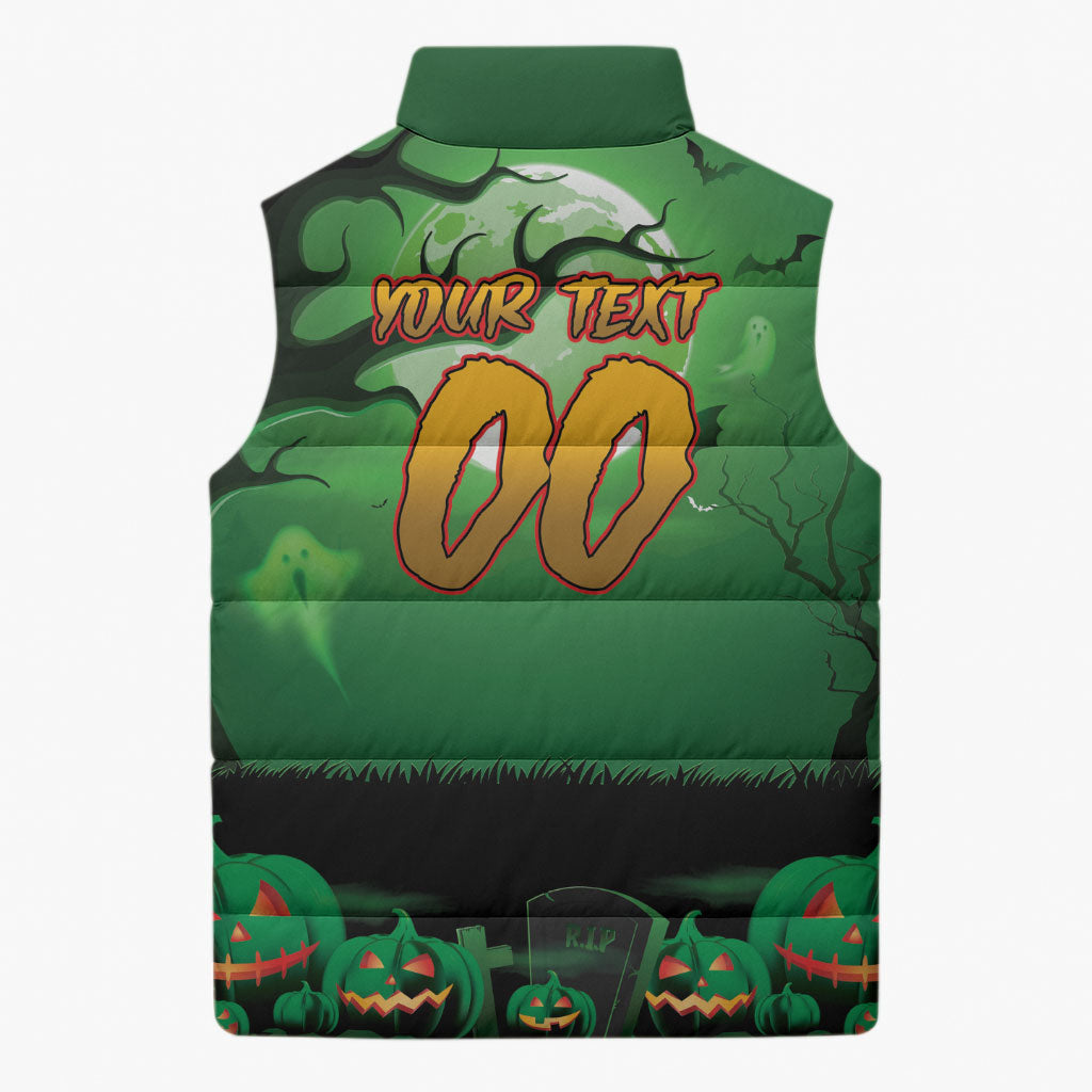 Custom Halloween South Sydney Rabbitohs Sleeveless Puffer Jacket Spooky Australia Mascot Rugby