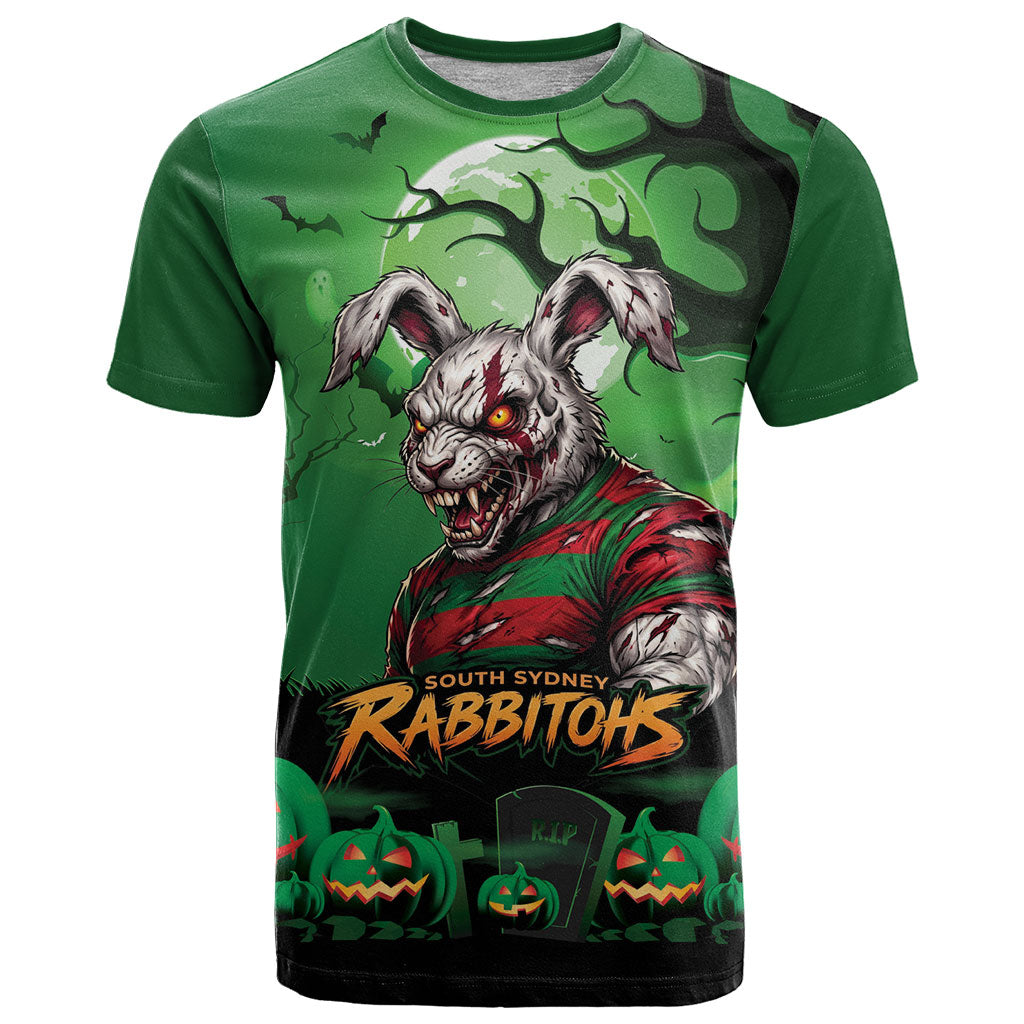 Custom Halloween South Sydney Rabbitohs T Shirt Spooky Australia Mascot Rugby