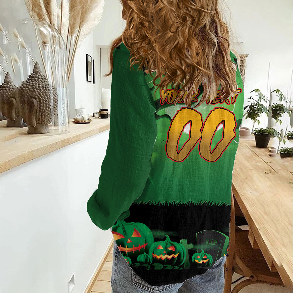 Custom Halloween South Sydney Rabbitohs Women Casual Shirt Spooky Australia Mascot Rugby