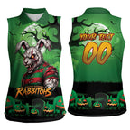 Custom Halloween South Sydney Rabbitohs Women Sleeveless Polo Shirt Spooky Australia Mascot Rugby