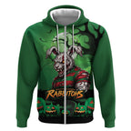 Custom Halloween South Sydney Rabbitohs Zip Hoodie Spooky Australia Mascot Rugby