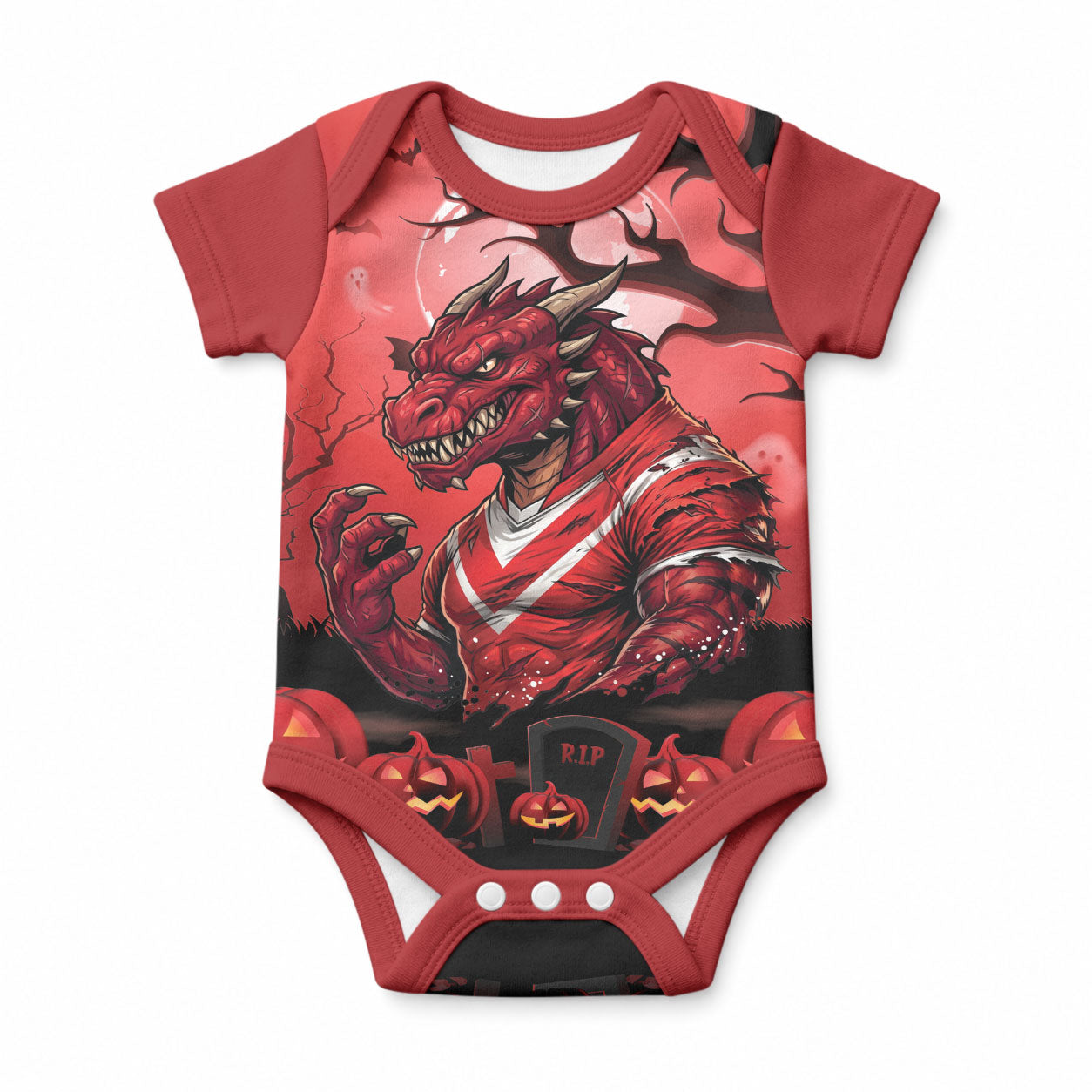 Custom Halloween St George Illawarra Dragons Baby Onesie Spooky Australia Mascot Rugby