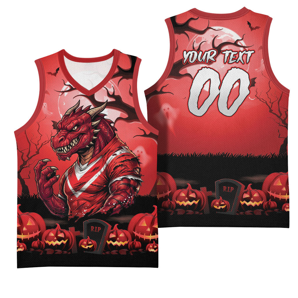 Custom Halloween St George Illawarra Dragons Basketball Jersey Spooky Australia Mascot Rugby