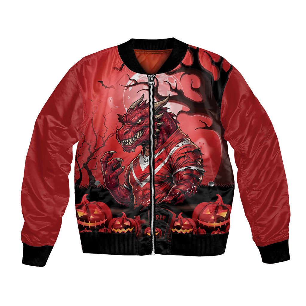 Custom Halloween St George Illawarra Dragons Bomber Jacket Spooky Australia Mascot Rugby