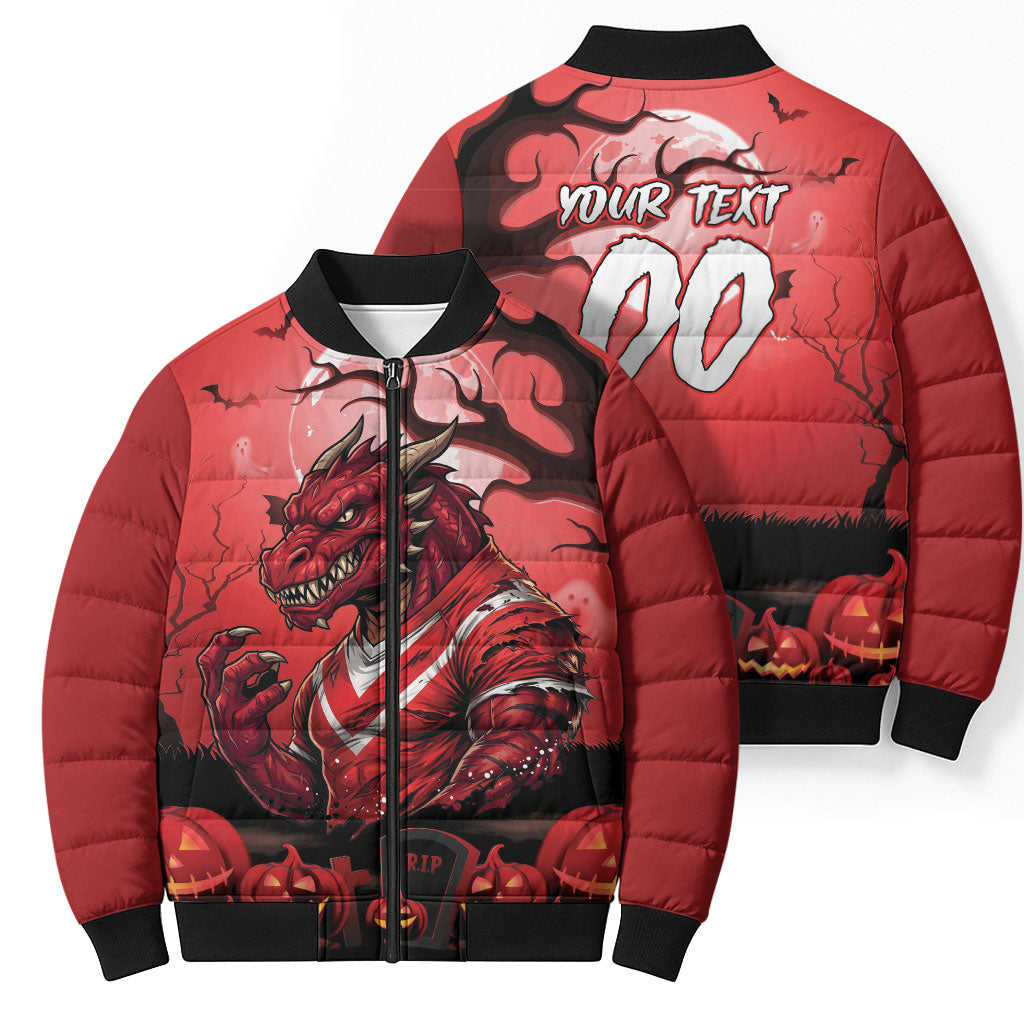 Custom Halloween St George Illawarra Dragons Bomber Puffer Jacket Spooky Australia Mascot Rugby