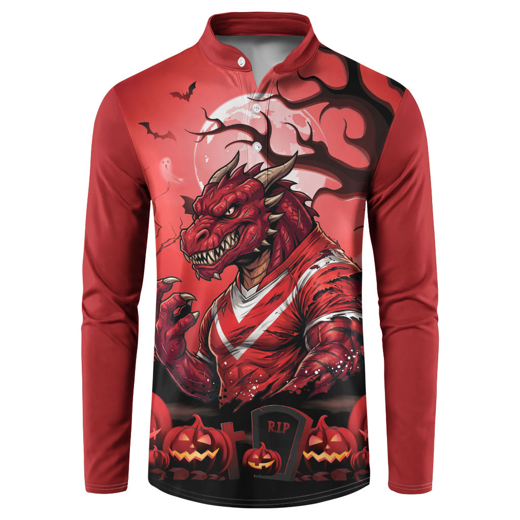 Custom Halloween St George Illawarra Dragons Button Sweatshirt Spooky Australia Mascot Rugby