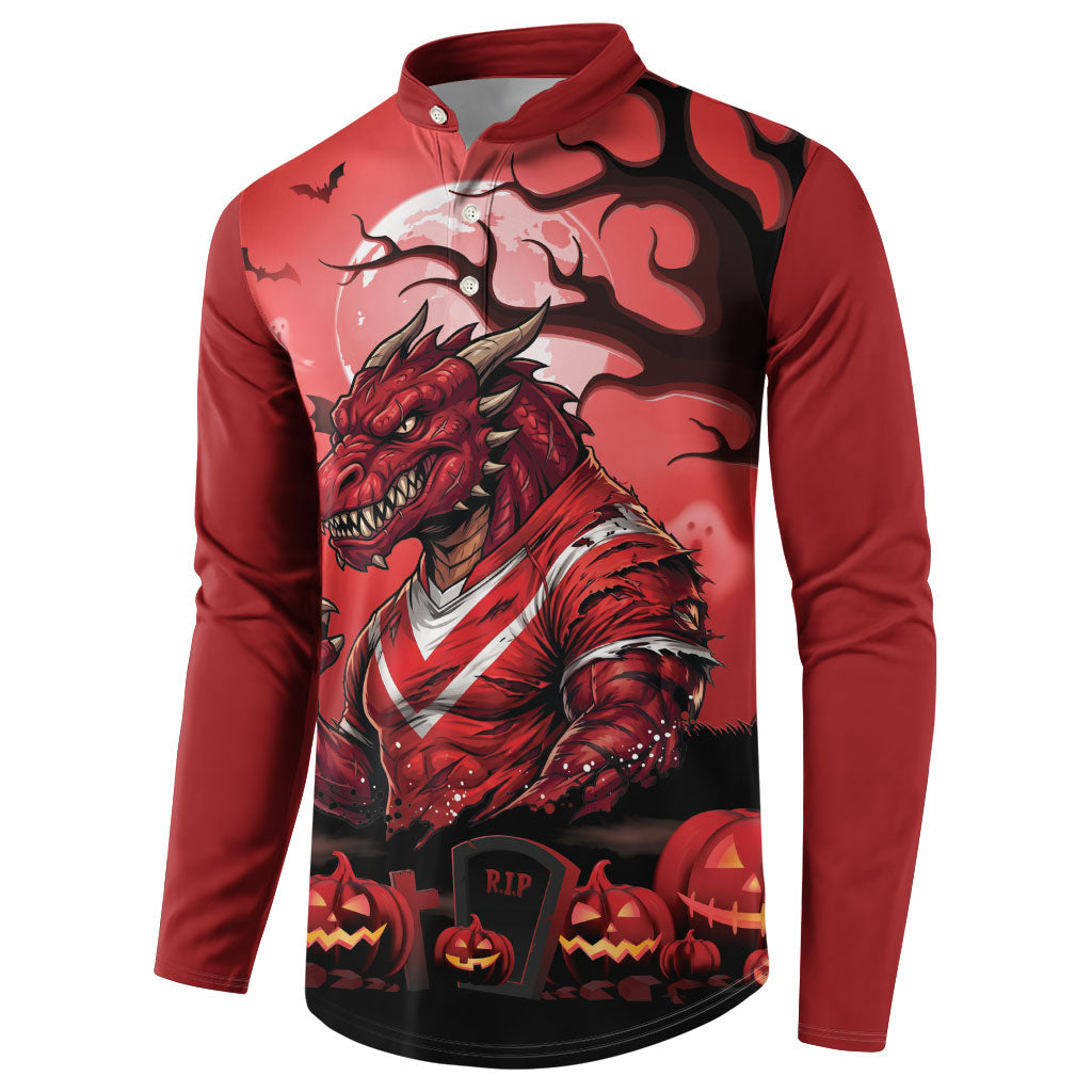 Custom Halloween St George Illawarra Dragons Button Sweatshirt Spooky Australia Mascot Rugby