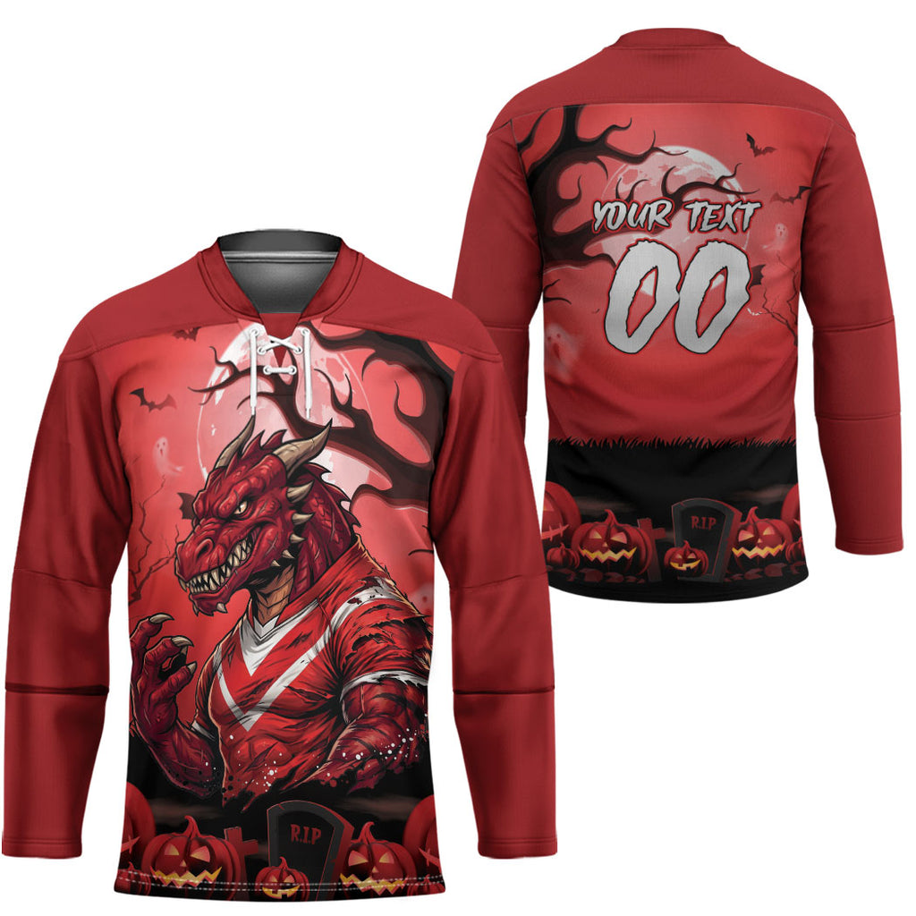 Custom Halloween St George Illawarra Dragons Hockey Jersey Spooky Australia Mascot Rugby