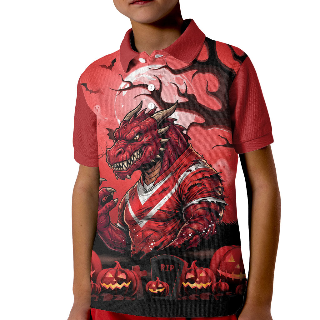 Custom Halloween St George Illawarra Dragons Kid Polo Shirt Spooky Australia Mascot Rugby